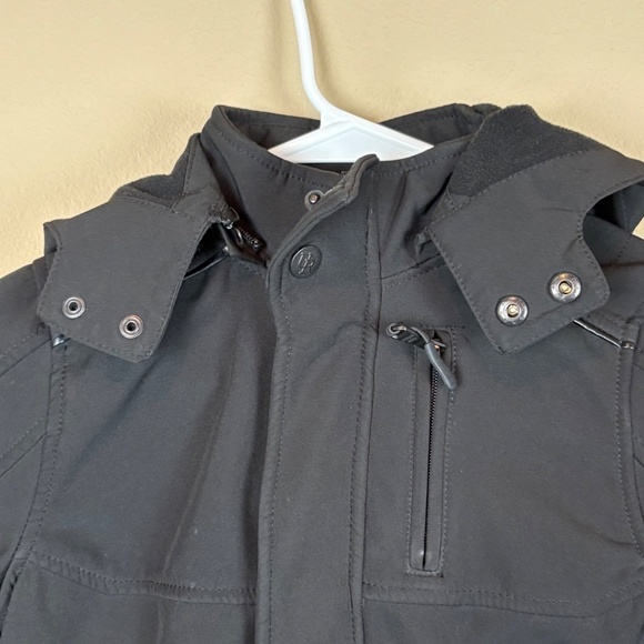 Soft Shell Mixed Media Boys Black Winter Jacket with Zip Off Hood; Size 7 - Picture 2 of 14